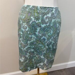 Jones New York Paisley Pencil Skirt in Green and Purple
